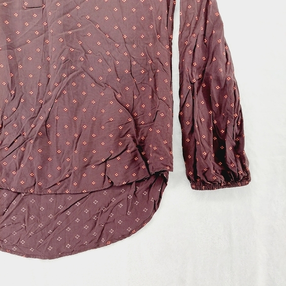 LOFT Outlet Crimson Brown Red Dots Pattern Tunic Women Top Blouse P1641 - Picture 3 of 7
